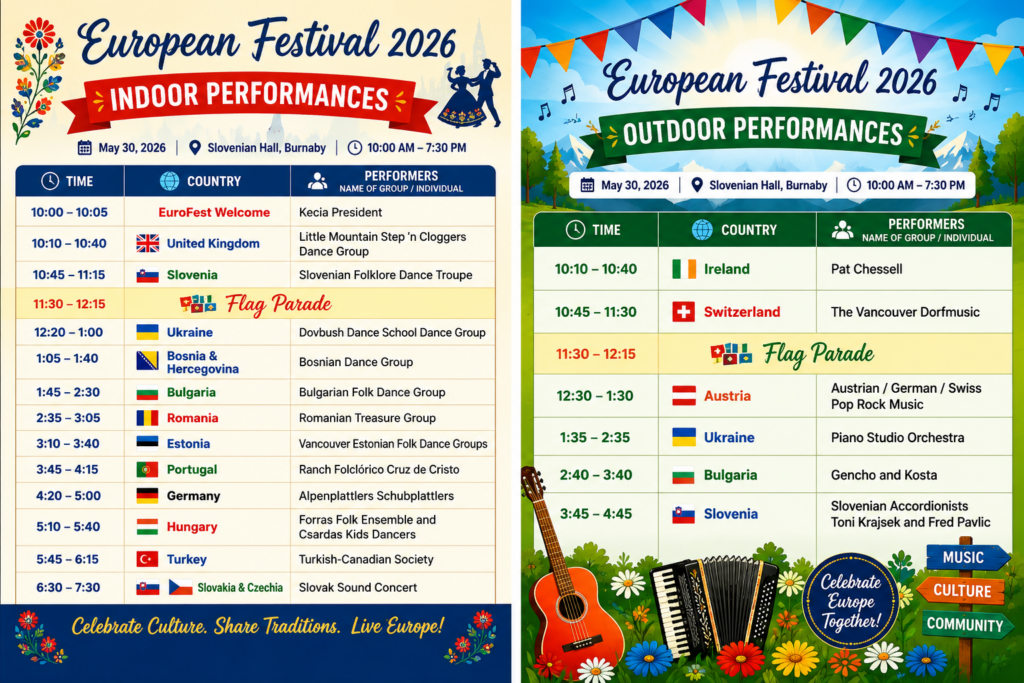 EuroFest 26 schedule